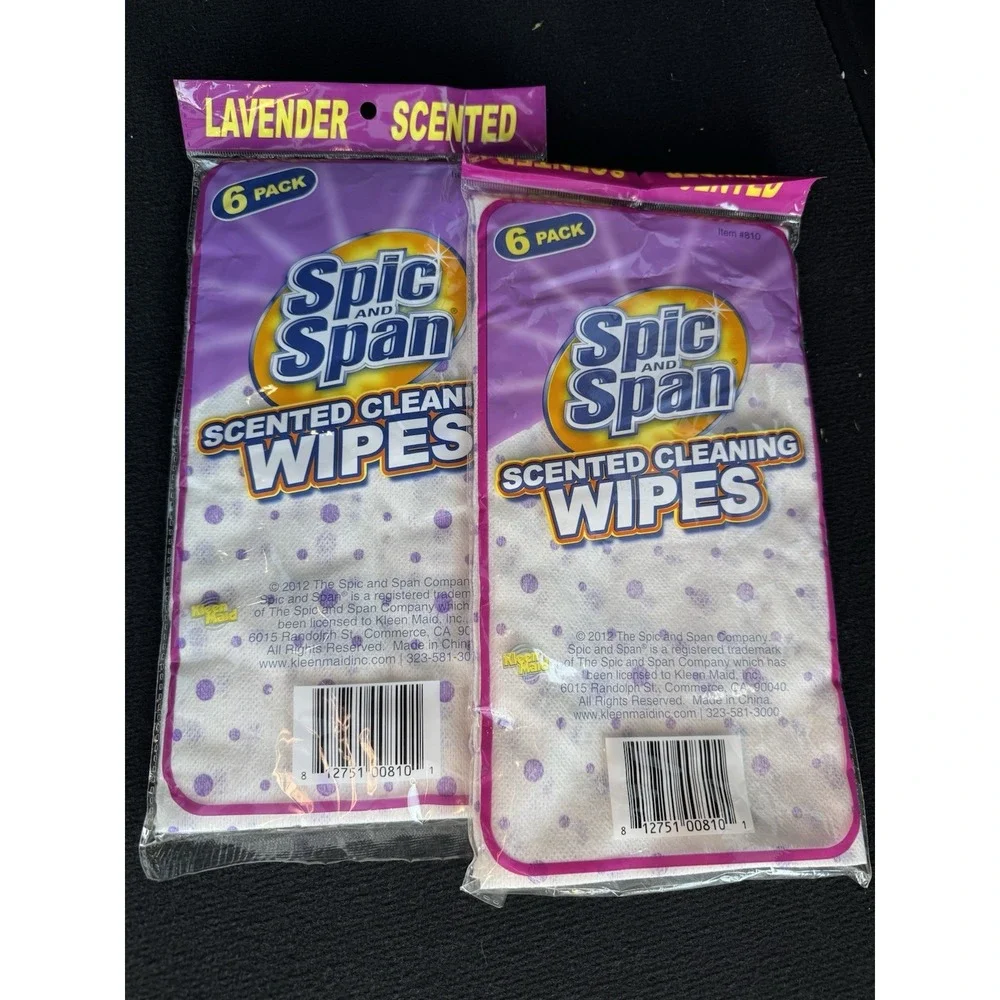 Lot Of 2 Discontinued 2009 Spic And Span Cleaning Wipes, 6 Pack, Lavender Scent